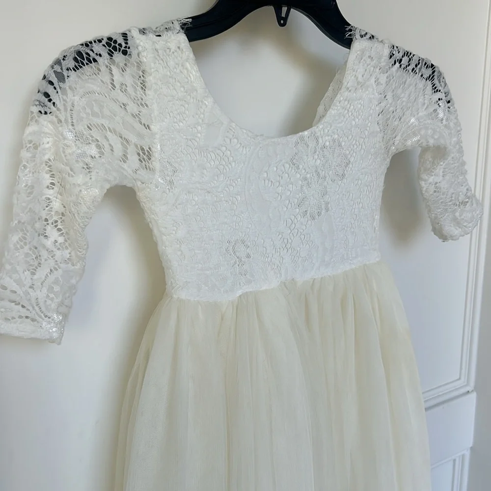 Girl Toddler Tulle Tutu Lace Back Party Flower Girl Full Length Dress